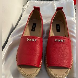 DKNY Red Open Toe Slip on Sandals